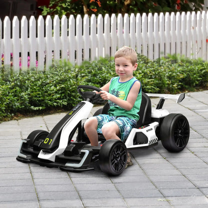 24V Electric Go Kart, Battery Powered Kids Drift Kart, Adjustable Seat, White Electric Ride On Toys at Gallery Canada