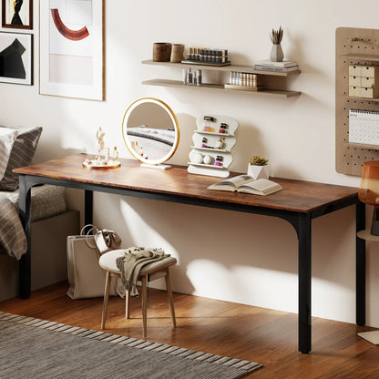 79 Inch Computer Desk, Metal Legs, Rustic Brown Computer Desks at Gallery Canada