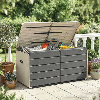Outdoor Storage Box With Lockable Lid, HDPE Garden Deck Box With Wheels 757 L Patio Storage Boxes at Gallery Canada