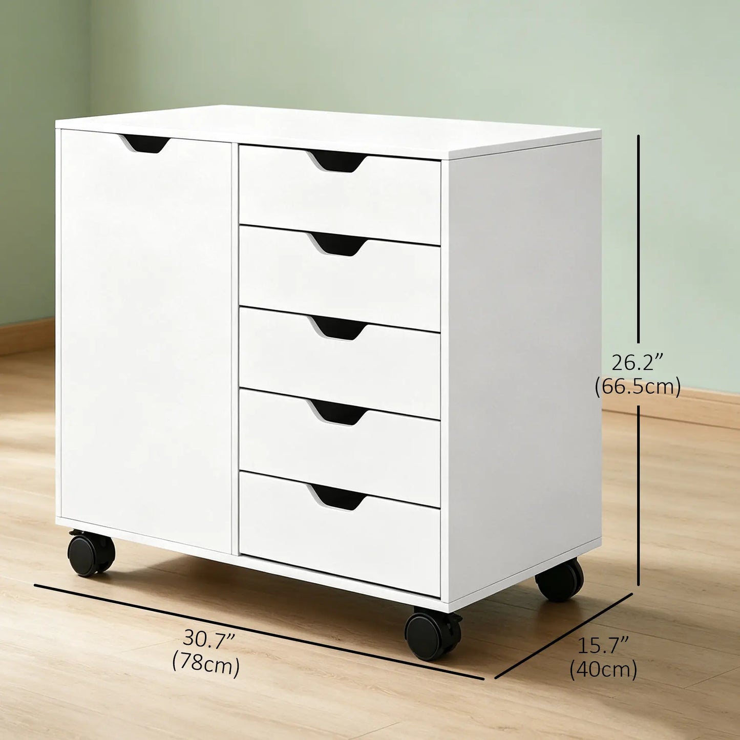 Mobile 5-Drawer Filing Cabinet, Door, Adjustable Shelf, Rolling Storage Cabinets at Gallery Canada