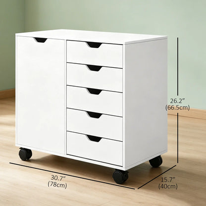 Mobile 5-Drawer Filing Cabinet, Door, Adjustable Shelf, Rolling Storage Cabinets at Gallery Canada
