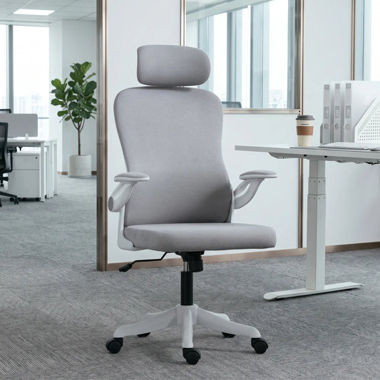 Ergonomic Office Chair, Swivel Desk Chair with Lumbar Support, Headrest, Grey Task Chairs Grey, White, Black at Gallery Canada