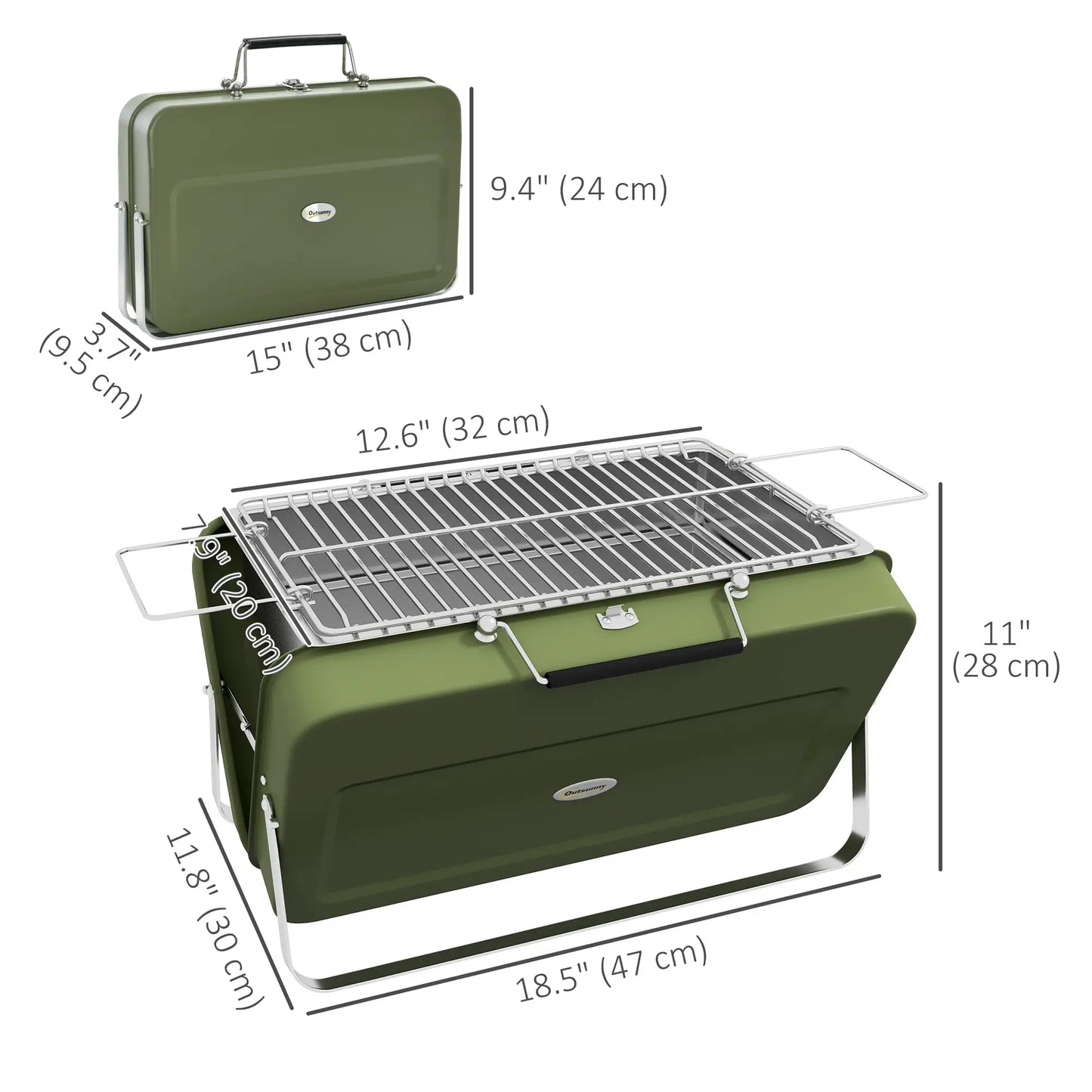 Metal Portable BBQ Grill, Green Charcoal BBQ Grils at Gallery Canada