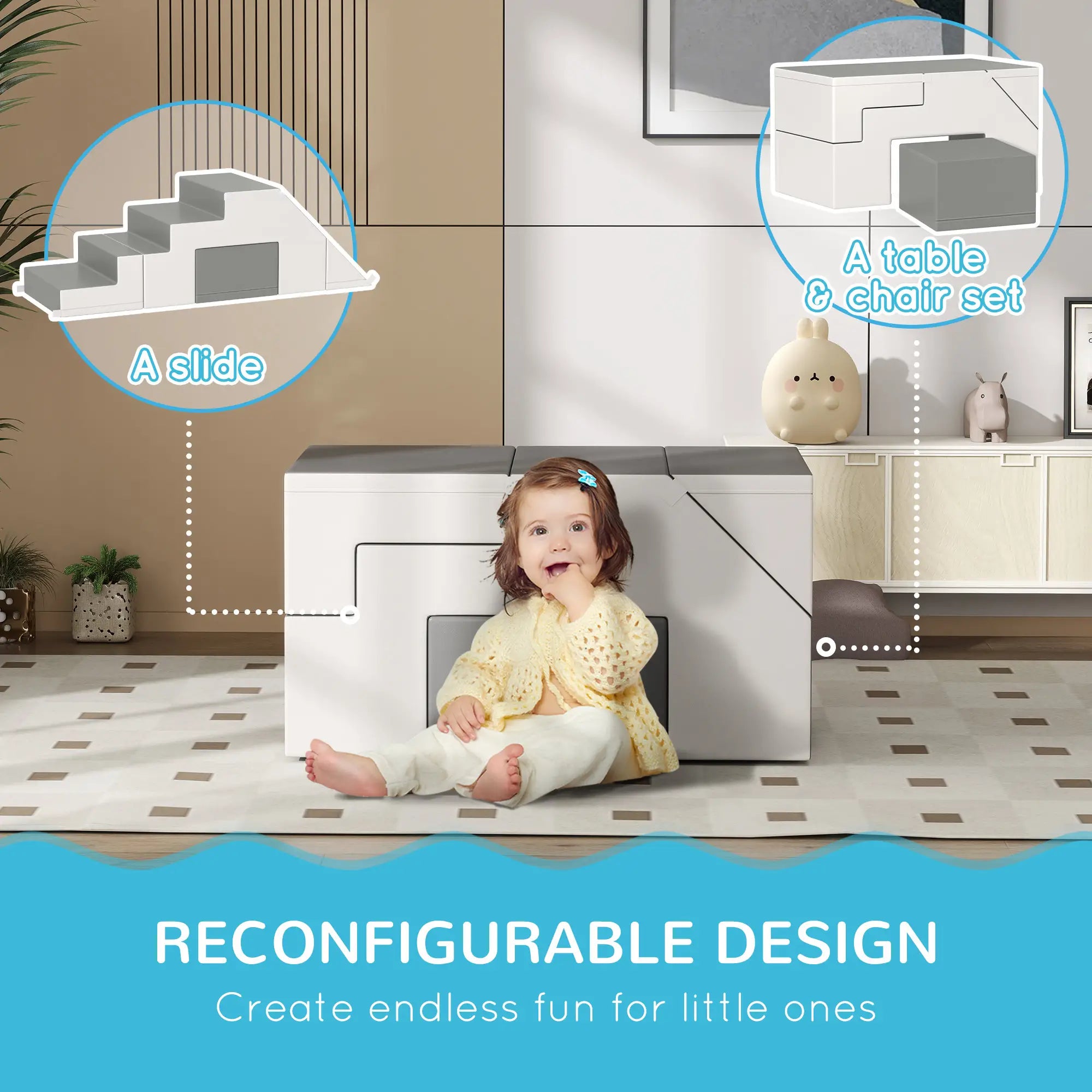 2-Piece Soft Play Kids Foam Set, for Crawl and Climb, Light Grey Kids Gym & Playmats at Gallery Canada