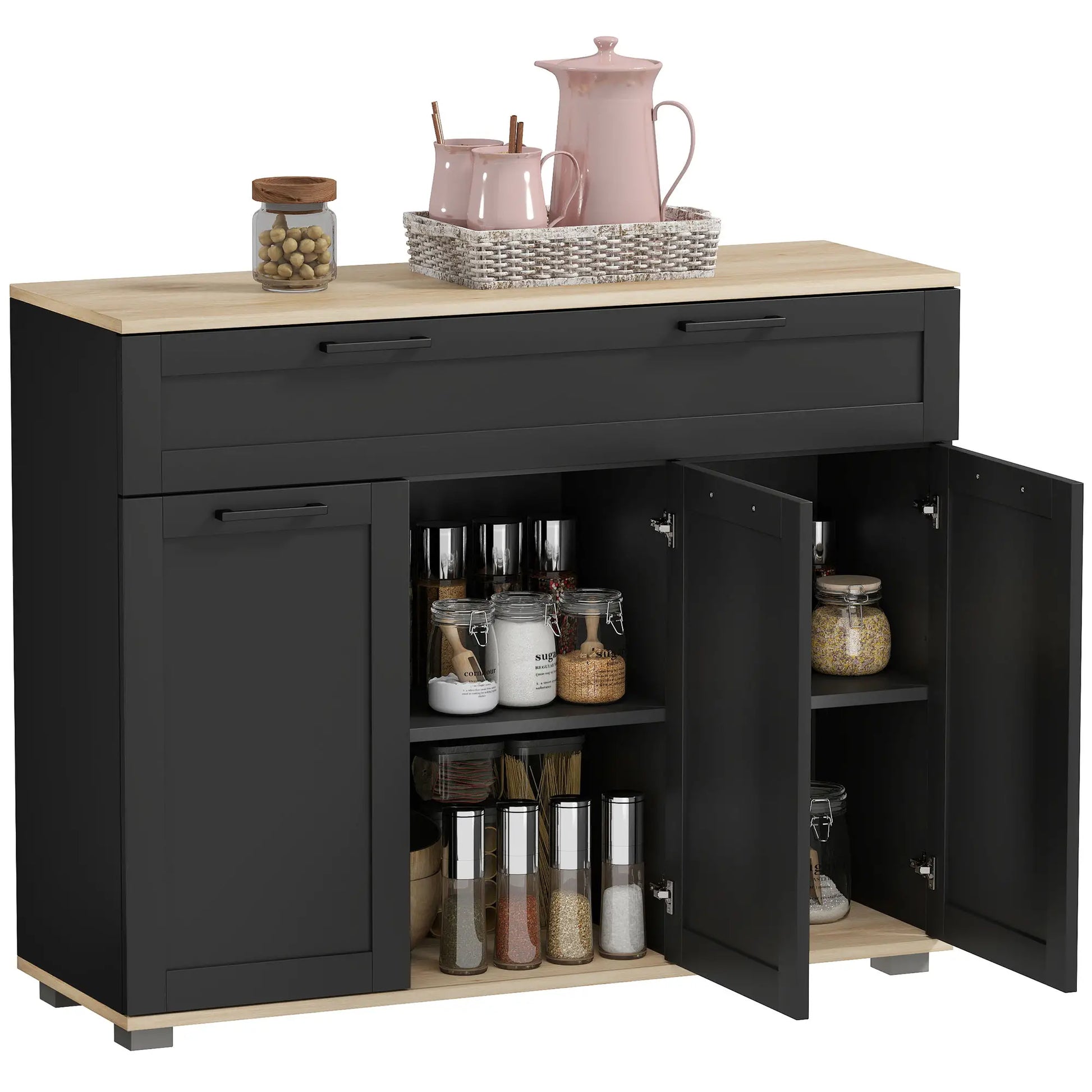Sideboard Buffet Cabinet, 40" Black, Coffee Bar with Drawer, Doors, Shelves, Black Bar Cabinets at Gallery Canada