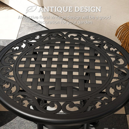 23.6" Round Outdoor Side Table, Cast Aluminum Frame, Black Patio Side Tables at Gallery Canada