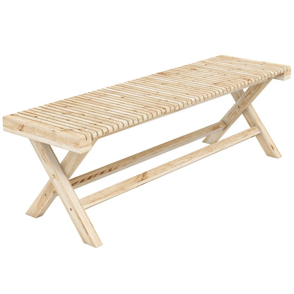 55.1" Garden Bench, 2-Seater Outdoor Bench, Natural Wood Finish Outdoor Benches at Gallery Canada