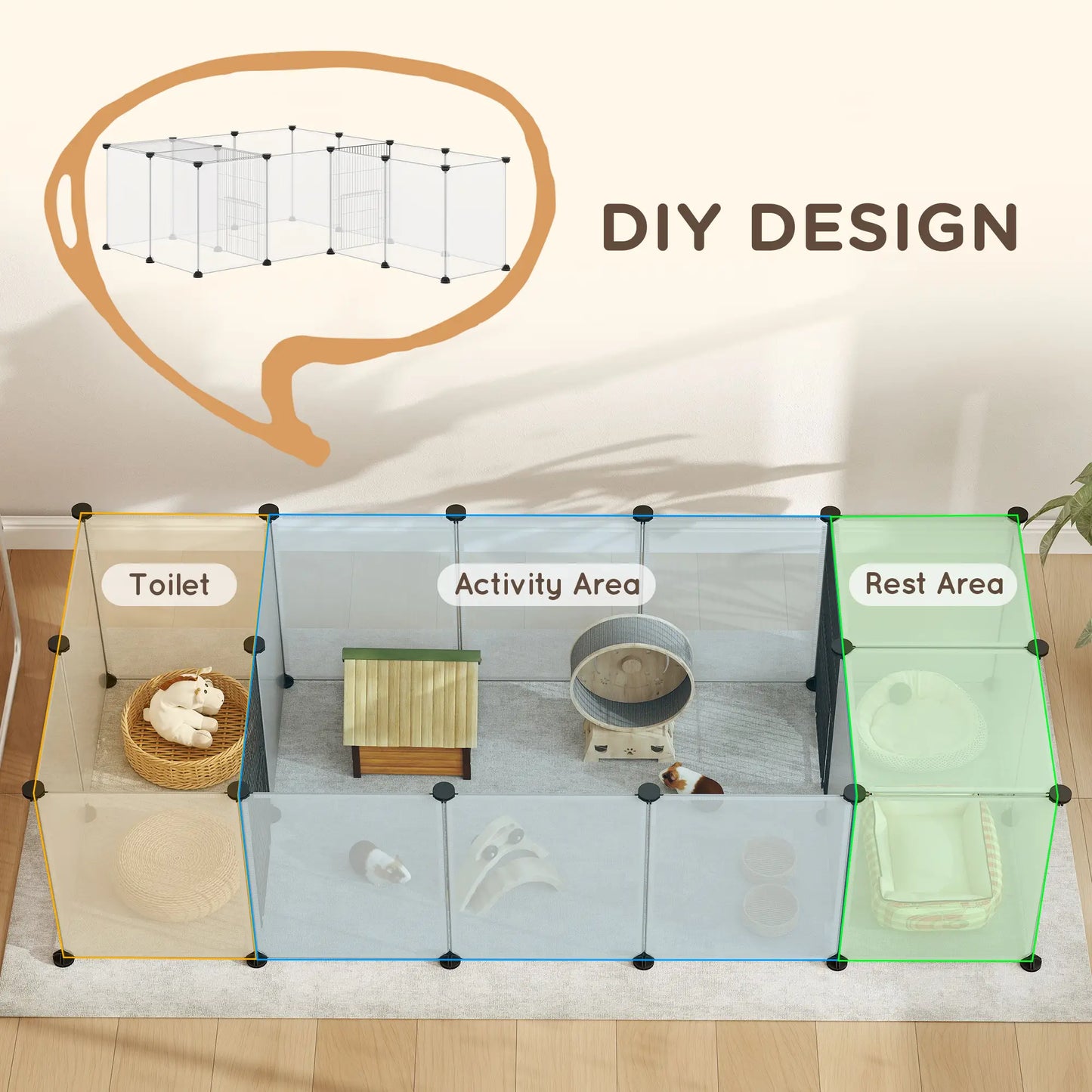 20 Panels DIY Small Animal Cage, With Door, Top Cover, White Houses & Habitats at Gallery Canada