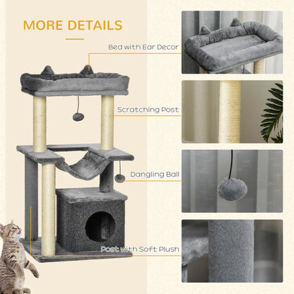 39.25'' Cat Tree Tower, Multi-Level Kitten House, Scratching Post, Gray Cat Posts at Gallery Canada