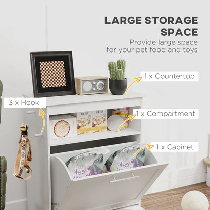 Pet Feeder Station, Dog Food Storage Cabinet with Bowls, Gray Dog Bowls at Gallery Canada