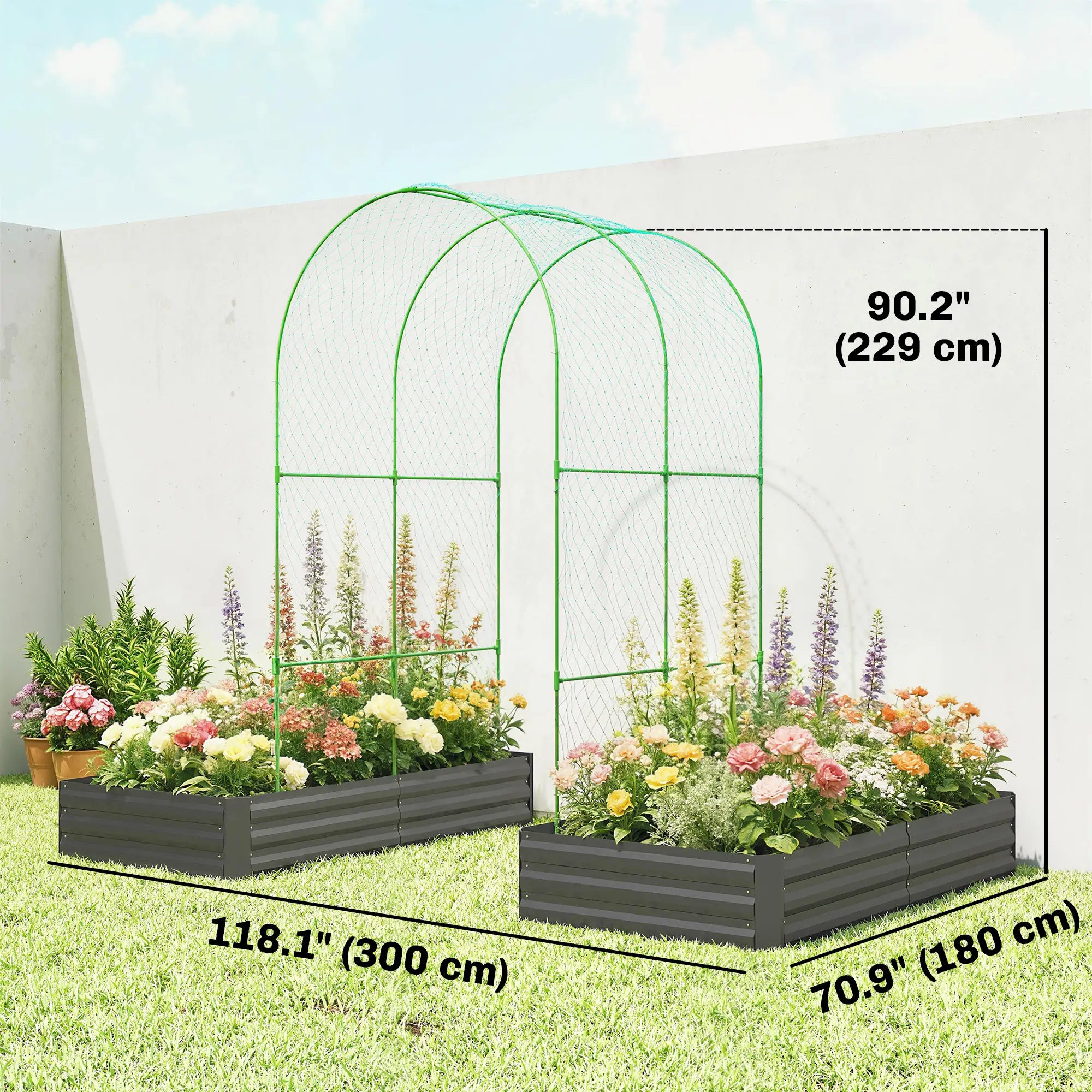 Metal Raised Garden Bed With Trellis, Galvanized Kit, Dark Grey Galvanized Planter Boxes at Gallery Canada