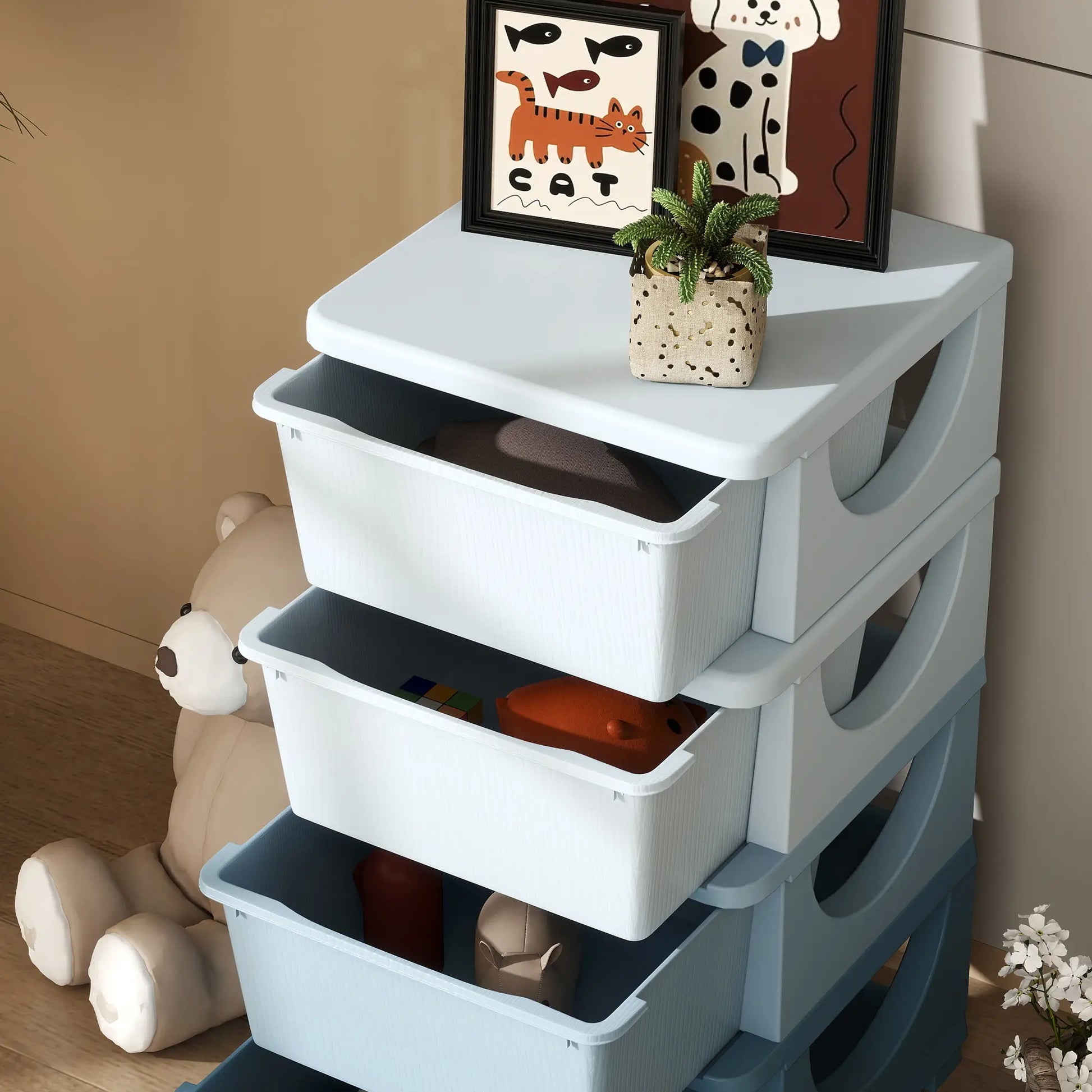 4 Tier Kids Toy Organizer, 4 Plastic Drawers, Blue Baby & Kids Storage at Gallery Canada