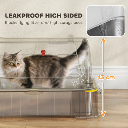 80L XL Stainless Steel Cat Litter Box, Flip Cover, Pull-Out Drawer, High Sided, Pedal, Light Grey Cat Litter Box Enclosures at Gallery Canada