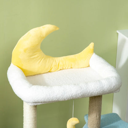 Moon Cat Tower, Teddy Fleece House Bed, Scratching Post, Hanging Toy, Star Platform 41", Blue Cat Towers at Gallery Canada