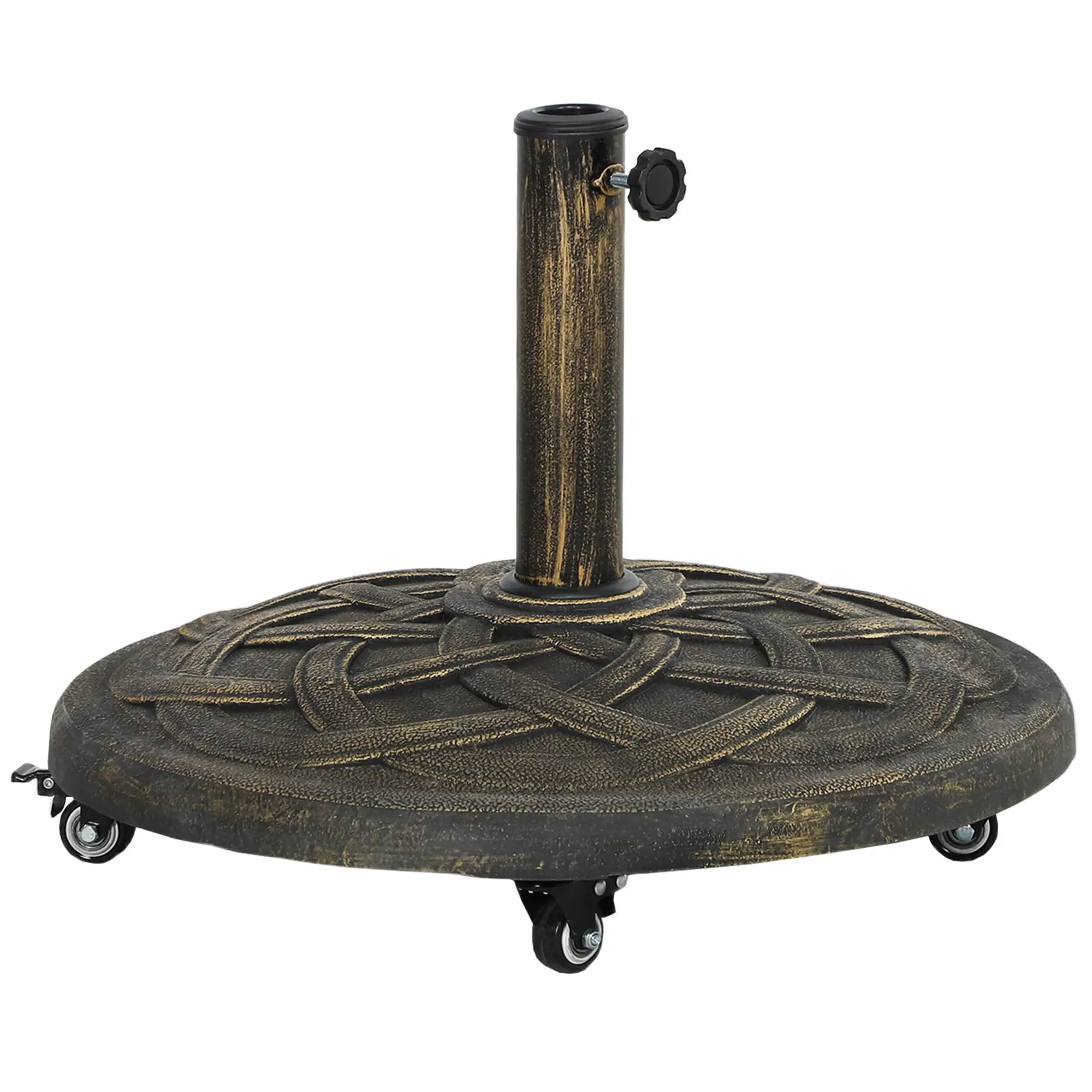 Round Patio Umbrella Base With Wheels, 44 Lbs Resin Stand, 1.3