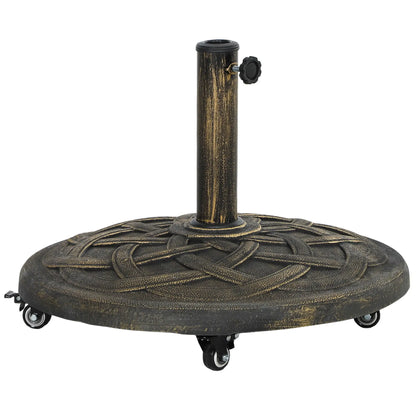 Round Patio Umbrella Base With Wheels, 44 Lbs Resin Stand, 1.3"/1.5"/1.9" Poles, Bronze Umbrella Bases at Gallery Canada