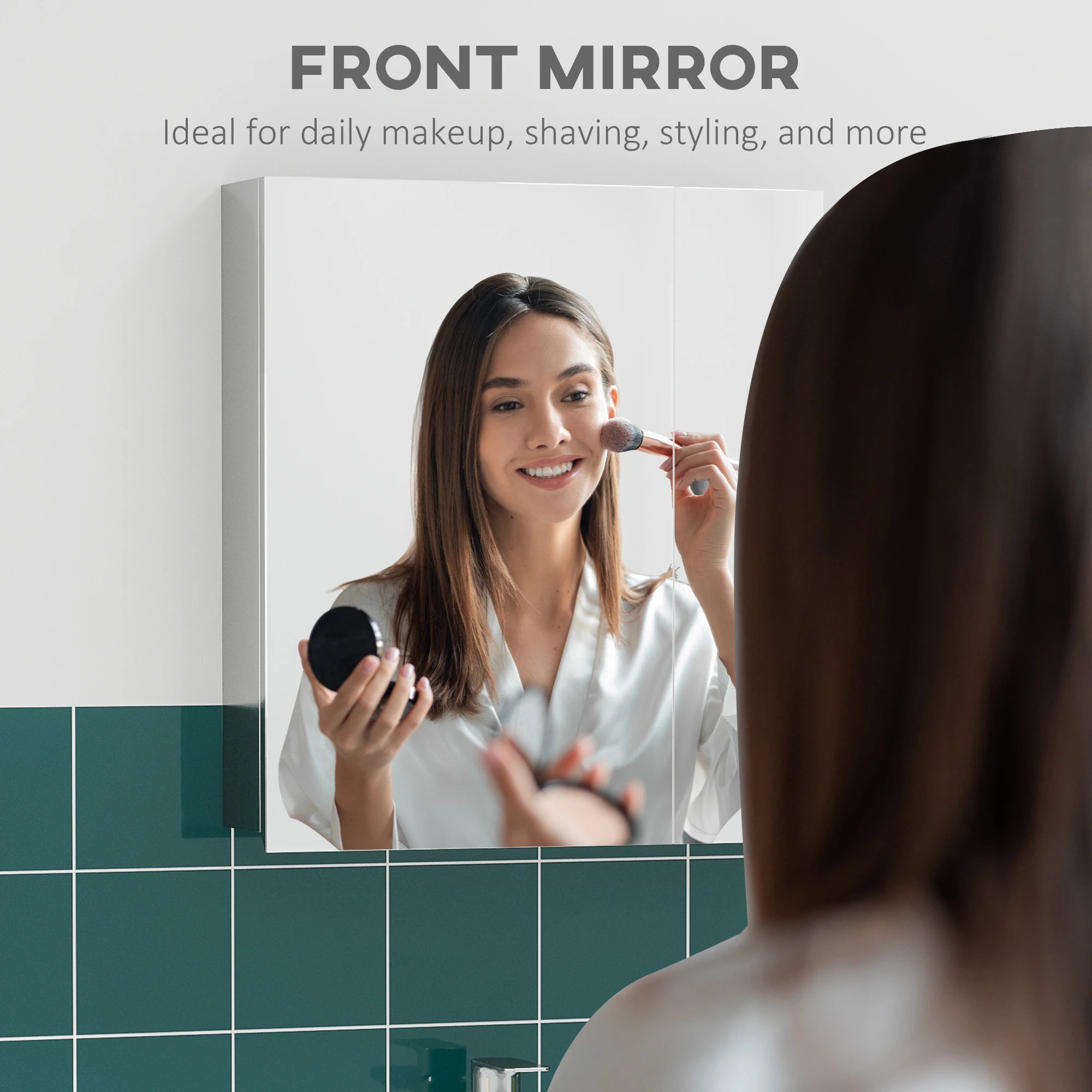 Wall Mounted Medicine Cabinet, Mirror, Hinged Doors, 3-Tier Shelves, Silver Mirror Medicine Cabinets at Gallery Canada