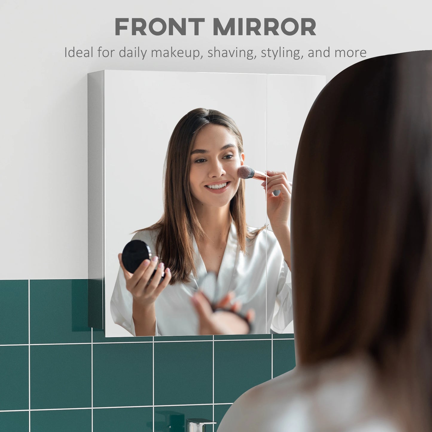 Wall Mounted Medicine Cabinet, Mirror, Hinged Doors, 3-Tier Shelves, Silver Mirror Medicine Cabinets at Gallery Canada