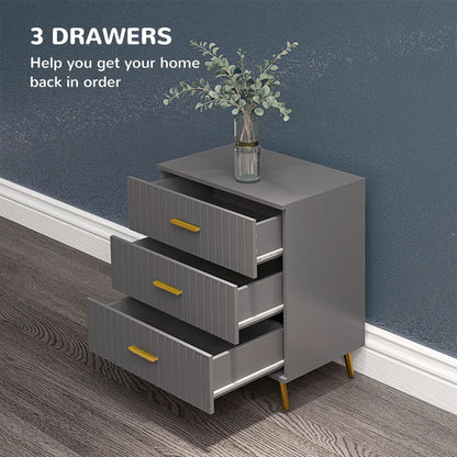 3 Drawer Cabinet, Bedroom Chest of Drawers, Aluminium Legs, Dark Grey Storage Cabinets at Gallery Canada