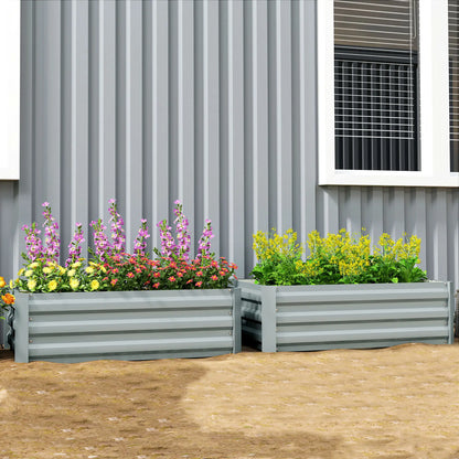 Set of 2 Galvanized Raised Garden Beds, Outdoor Planter Box, Light Grey Raised Garden Beds at Gallery Canada
