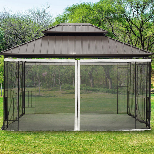 Replacement Mosquito Netting for Gazebo 10' x 12' Black Screen Walls for Canopy with Zippers