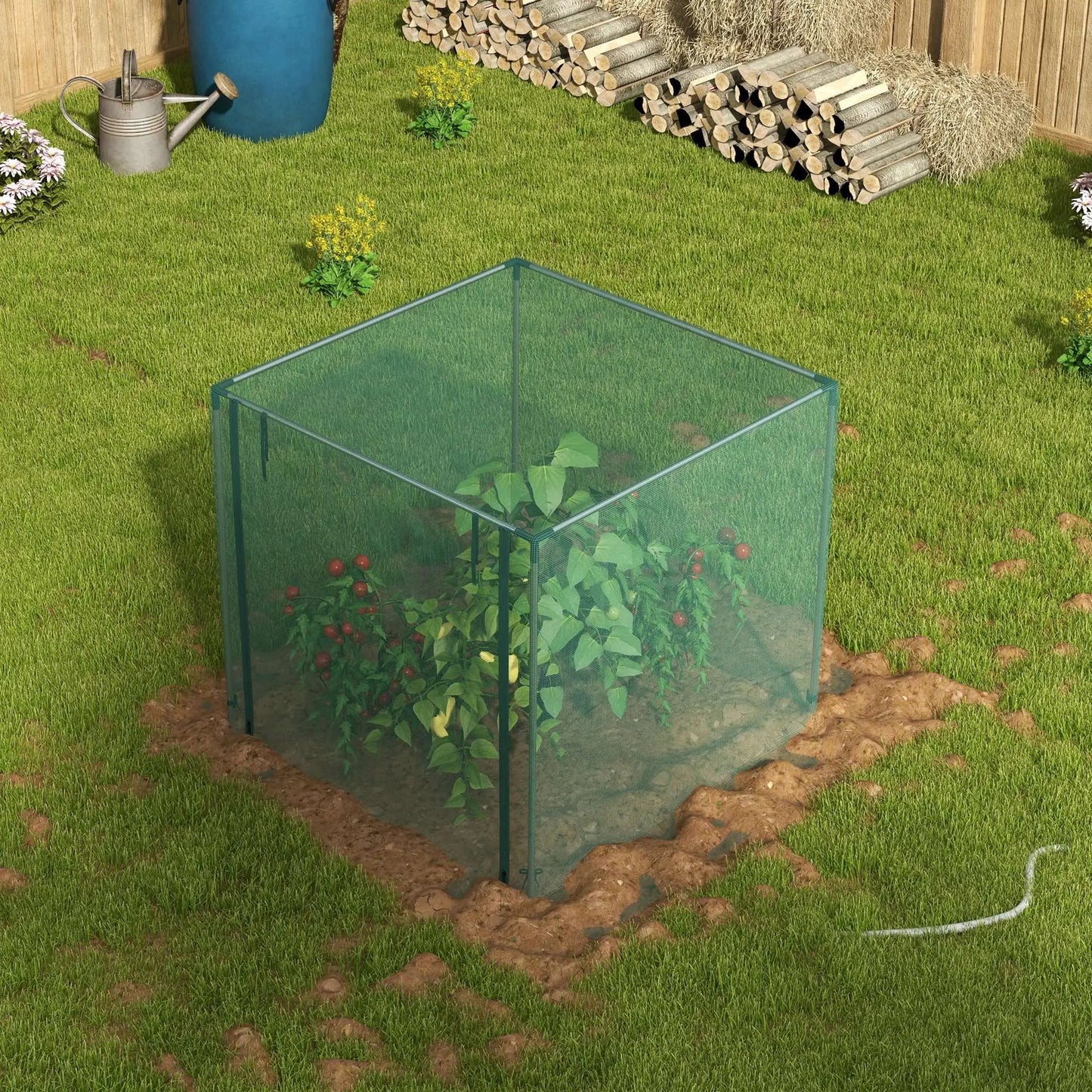 Galvanized Steel Crop Cage, Plant Protection Tent, 4' x 4', Green Walk In Greenhouses at Gallery Canada