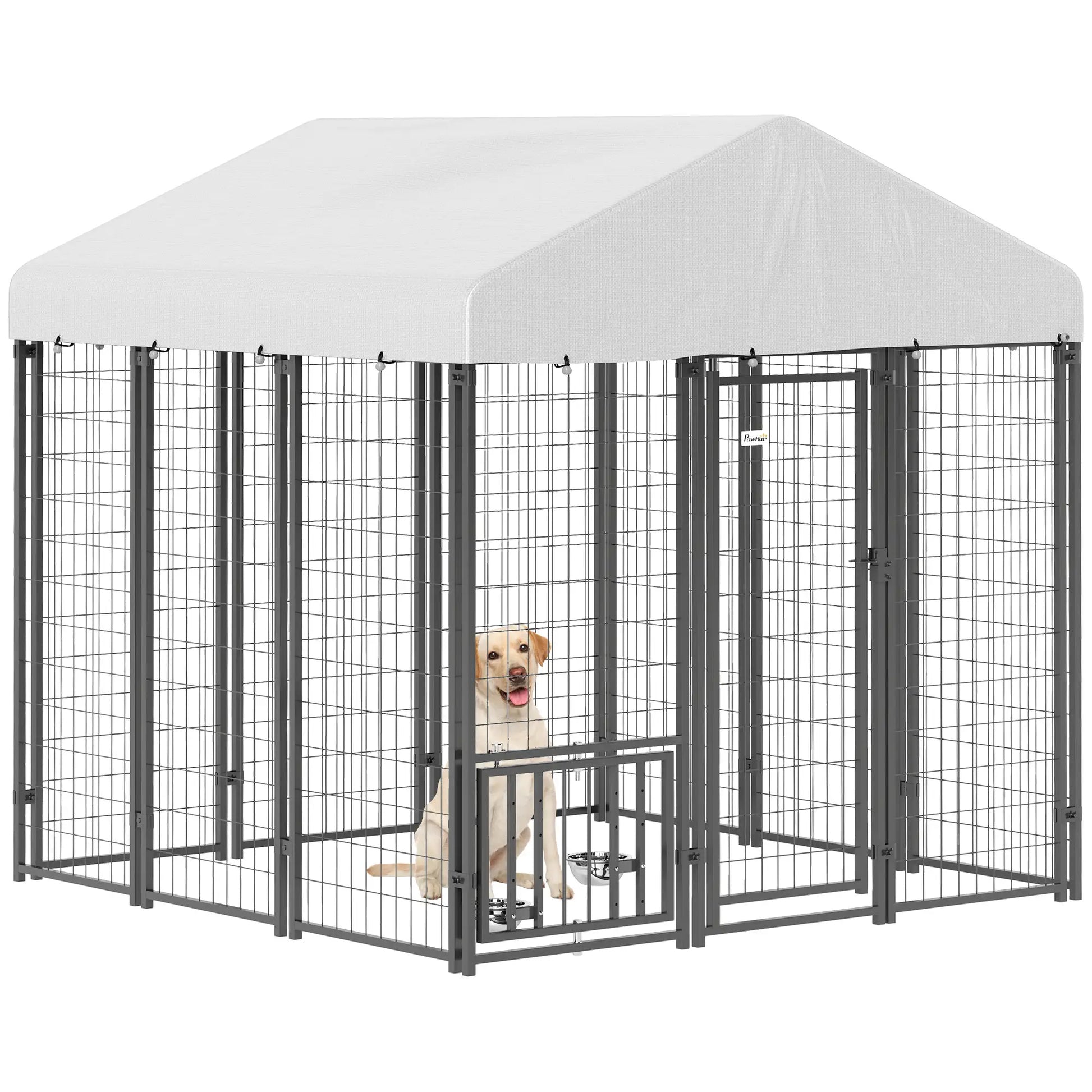 Outdoor Dog Kennel, Waterproof UV-Resistant Cover, Adjustable Bowls, 6 x 6 x 6 ft Houses, Kennels & Pens at Gallery Canada