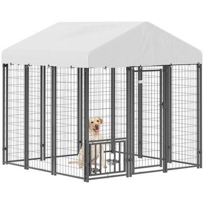 Outdoor Dog Kennel, Waterproof UV-Resistant Cover, Adjustable Bowls, 6 x 6 x 6 ft Houses, Kennels & Pens at Gallery Canada