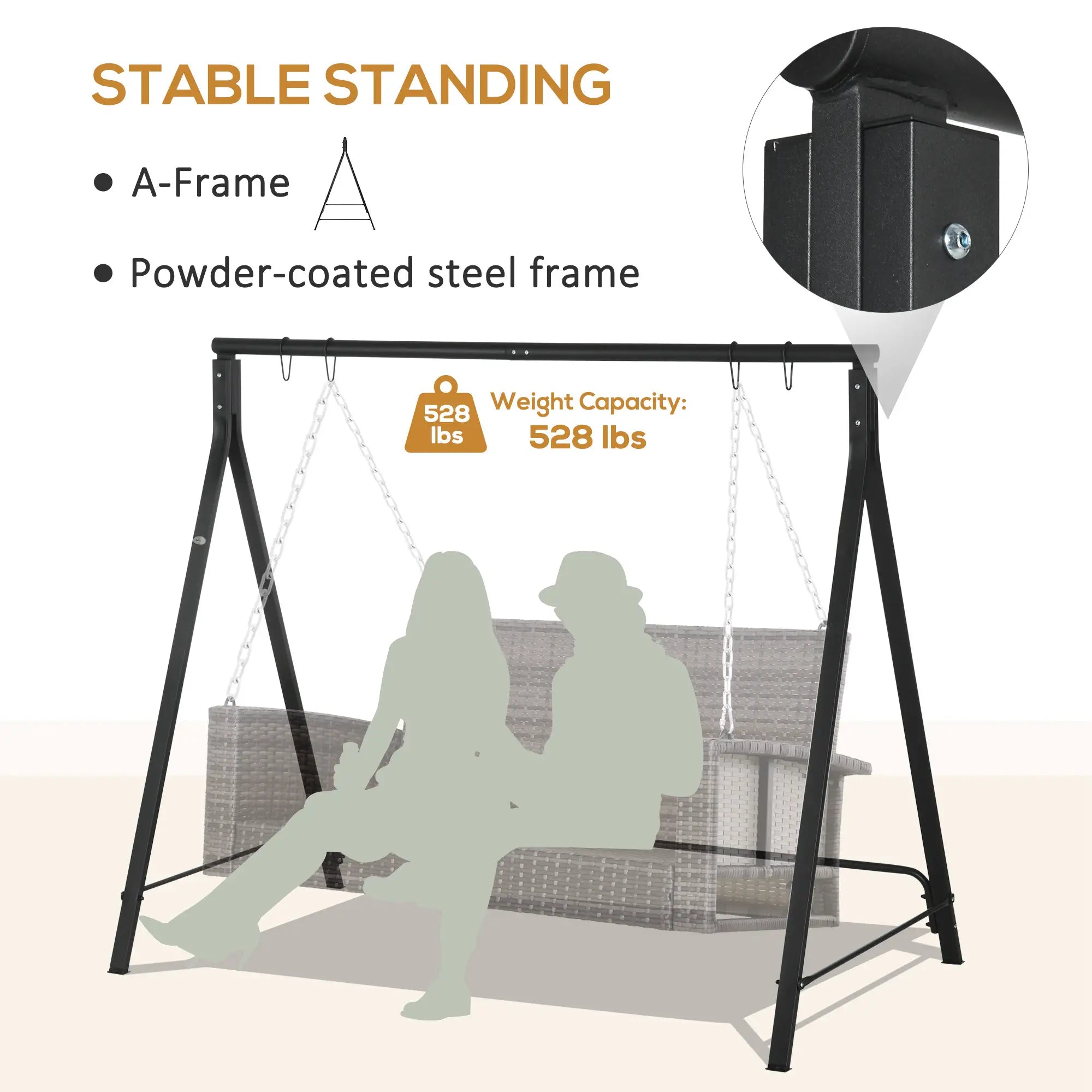 Metal Swing Stand, Hanging Chair Frame, 528 LBS, Black Hammock Stands at Gallery Canada