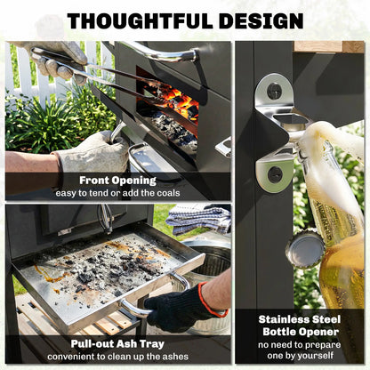 20" Charcoal BBQ Grill On Wheels, Adjustable Pan, Thermometer, Charcoal Charcoal BBQ Grils at Gallery Canada