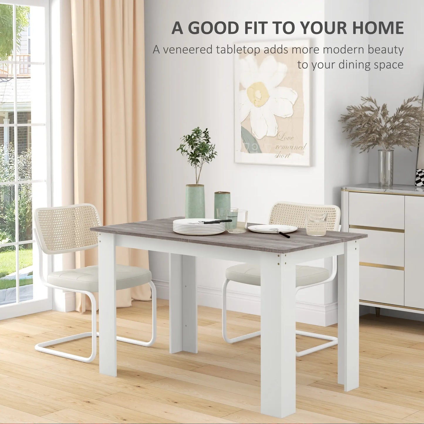 Kitchen Table for 4-6, Wood Effect Dining Table, Grey Dining Tables at Gallery Canada