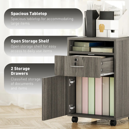 24" Filing Cabinet, Lockable Drawer, Wheels, Distressed Grey Office Cabinets & Cupboards at Gallery Canada