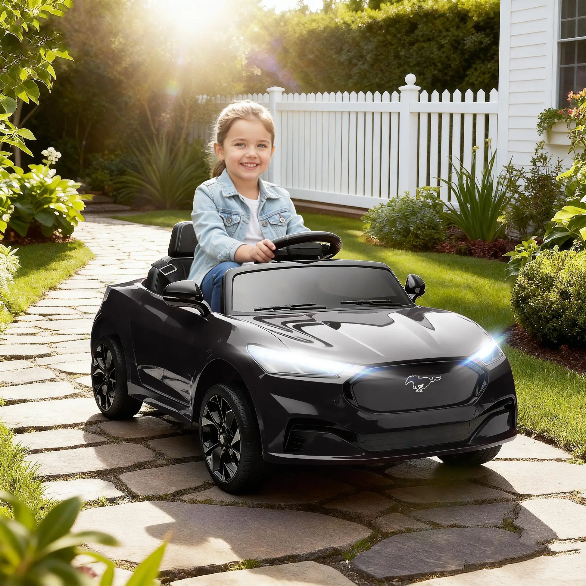 Ride On Car For Kids, 12V Electric Car, Remote Control, LED Light, Music, Black Electric Toy Cars at Gallery Canada