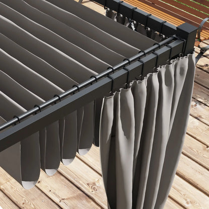 10' x 10' Retractable Pergola, Garden Gazebo with Curtains, Light Grey Pergolas at Gallery Canada