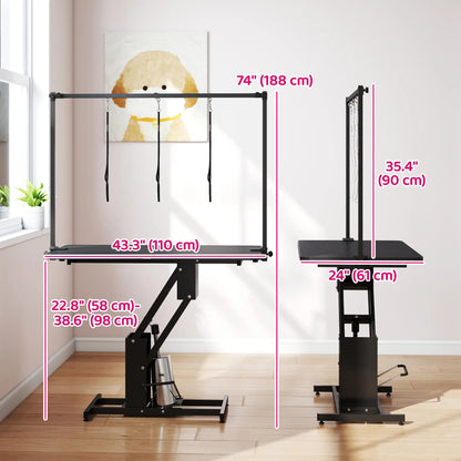 43" L Hydraulic Dog Grooming Table, Z-Lift Height Adjustable Pet Grooming Table with Noose and Non-Slip Tabletop Dog Grooming Tables at Gallery Canada