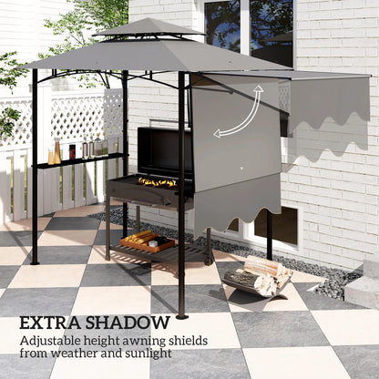 8'x5' Grill Gazebo, Double Tiered Barbecue Shelter, Light Grey BBQ Grill Gazebos at Gallery Canada