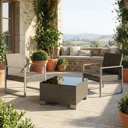 21.7" Square Patio Table, Tempered Glass Top, Black Patio Side Tables at Gallery Canada