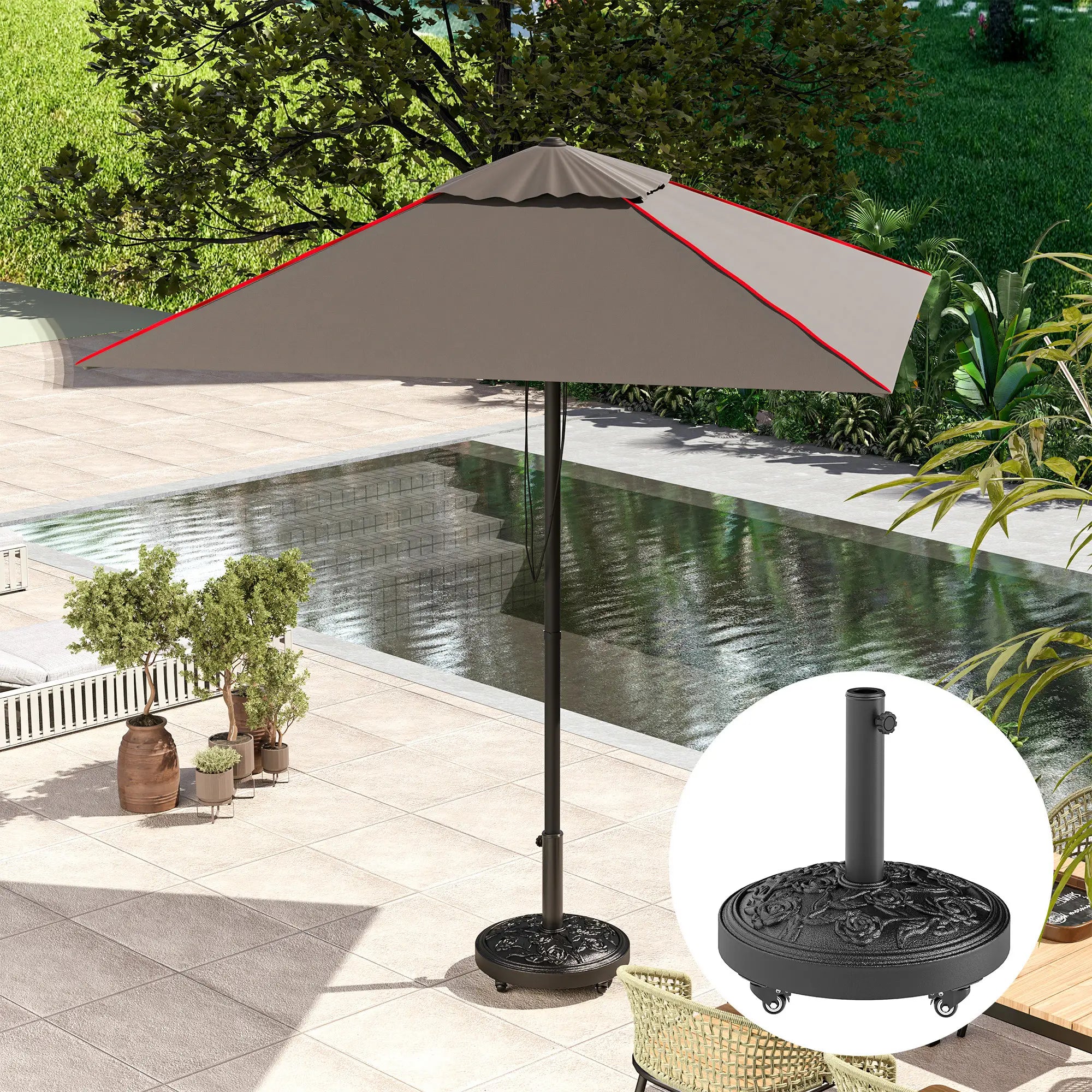 46 lbs Resin Round Patio Umbrella Base With Wheels, Black Umbrella Bases at Gallery Canada