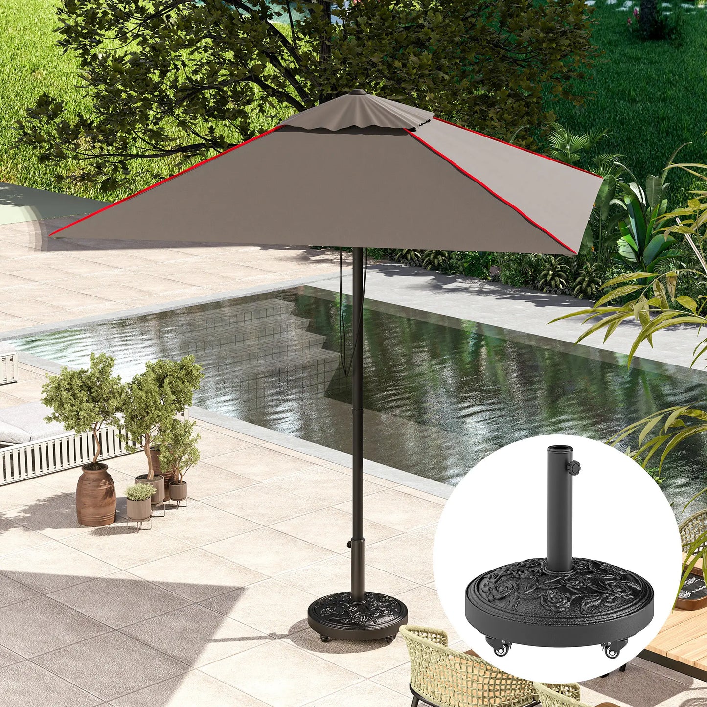 46 lbs Resin Round Patio Umbrella Base With Wheels, Black Umbrella Bases at Gallery Canada