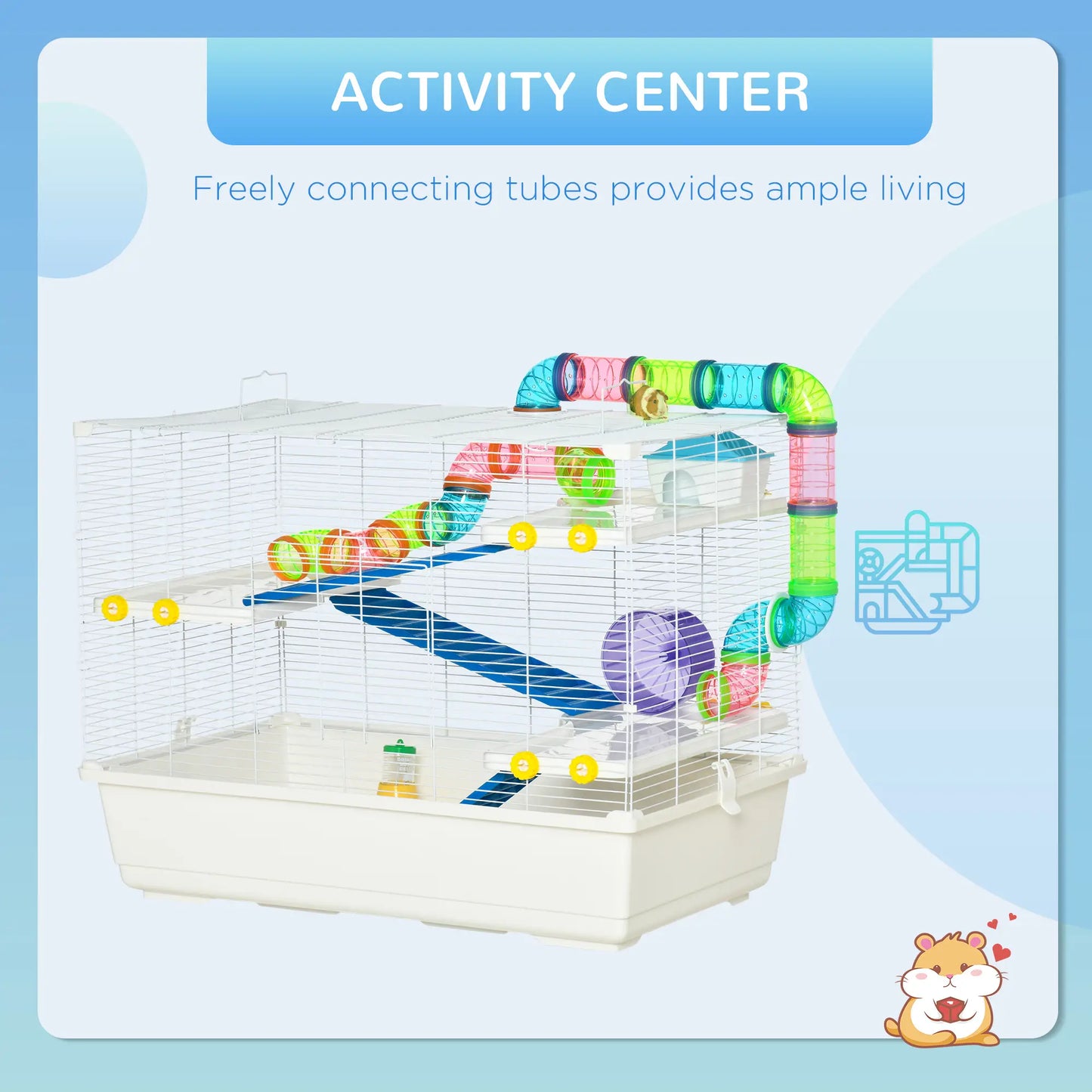 31" Large Hamster Cage, Small Animal House, Tunnel Tube System, White Hamster Cages at Gallery Canada