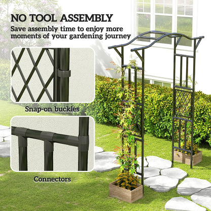 Garden Arch Trellis Arbor With Extended Top, 66.9" x 15.7" x 90.6", Black Garden Arches at Gallery Canada