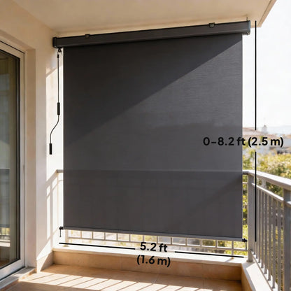 Cordless Roller Shade, UV Protection Waterproof, 98" L x 63" W, Dark Grey Side Awnings at Gallery Canada
