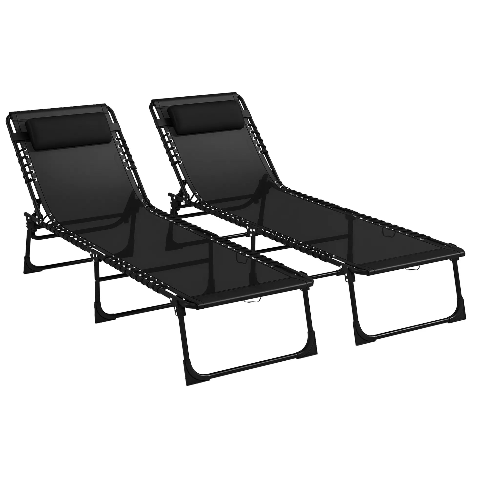 Folding Lounge Chair, Adjustable Chaise With Headrest, Black Lounger Chairs at Gallery Canada