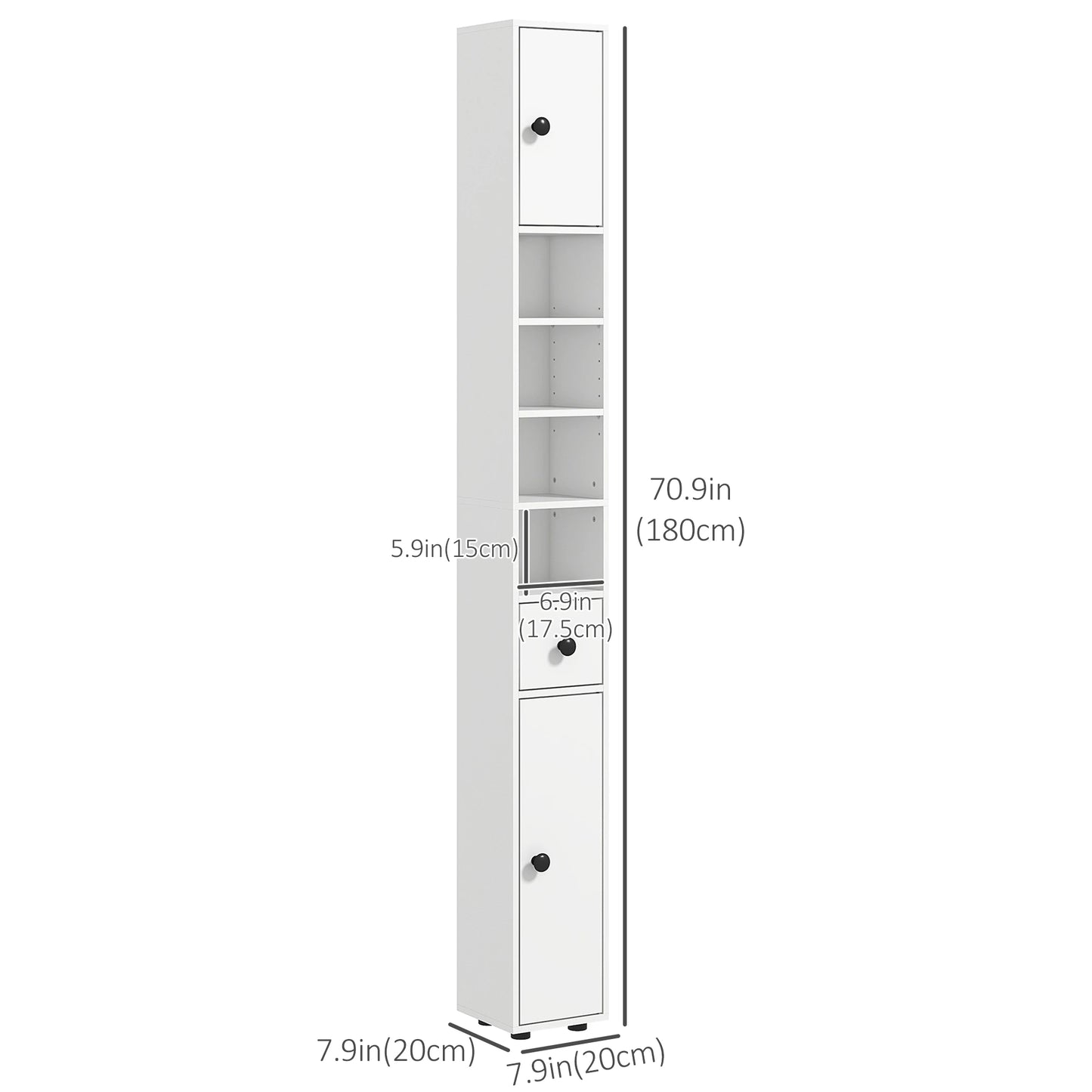 71" Tall Bathroom Storage Cabinet, Adjustable Shelves, 2 Door, White Bathroom Cabinets at Gallery Canada