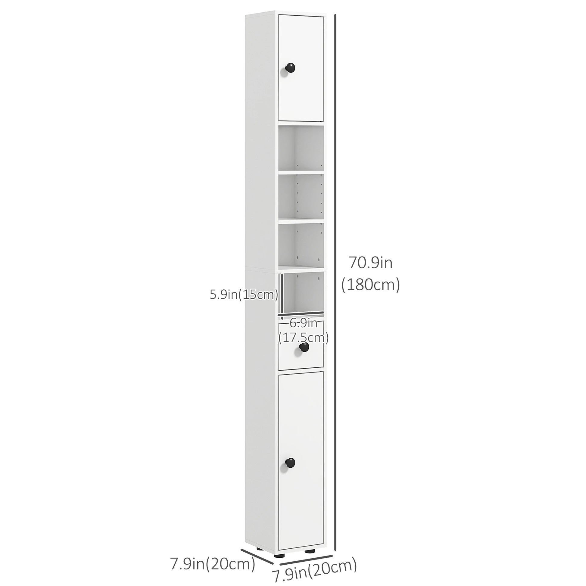 71" Tall Bathroom Storage Cabinet, Adjustable Shelves, 2 Door, White Bathroom Cabinets at Gallery Canada