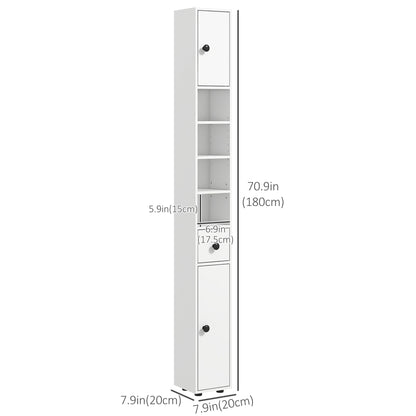 71" Tall Bathroom Storage Cabinet, Adjustable Shelves, 2 Door, White Bathroom Cabinets at Gallery Canada