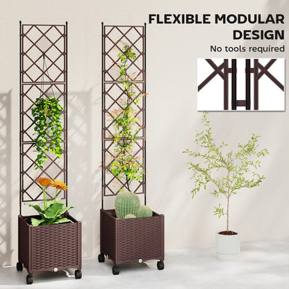 Plastic Raised Garden Bed With Trellis, Self Watering Planter Box With Wheels Raised Garden Beds at Gallery Canada