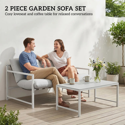 Patio Furniture Set, Loveseat Sofa With Coffee Table, Light Grey Patio Furniture Sets at Gallery Canada