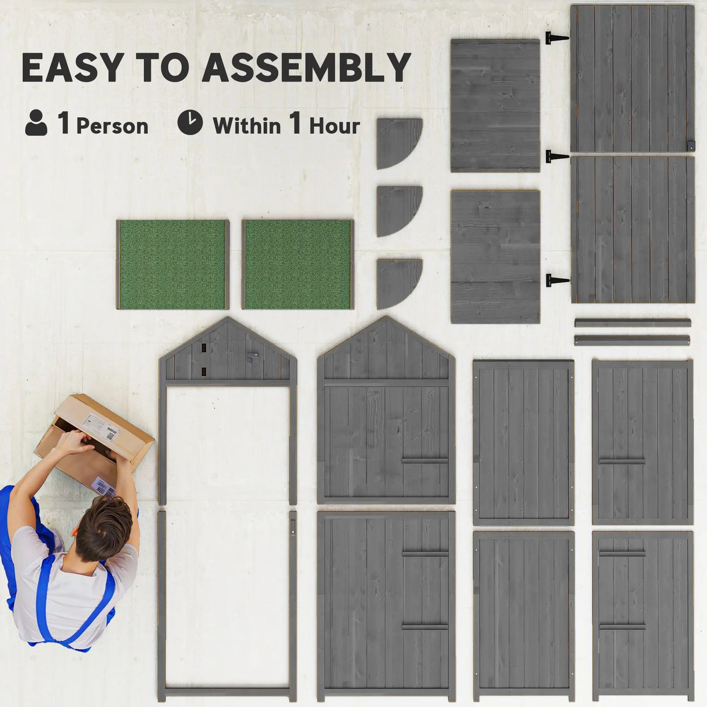 30" x 21" x 71" Garden Storage Shed, Water-Resistant, Grey Sheds at Gallery Canada