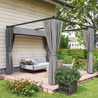 10' x 10' Retractable Pergola, Garden Gazebo with Curtains, Light Grey Pergolas at Gallery Canada